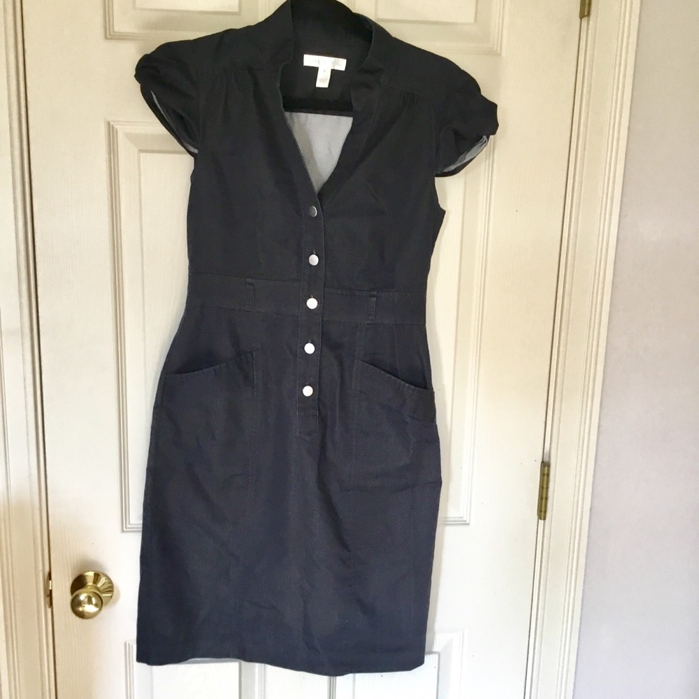London Times Black Button-down Versatile MIDI Dress - Size 4